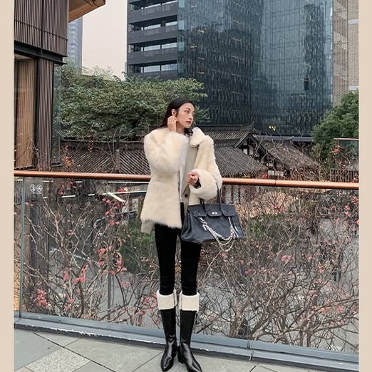 Boot Đùi Lông Cừu Ulzzang Mũi Nhọn Siêu Hot Cho Nữ