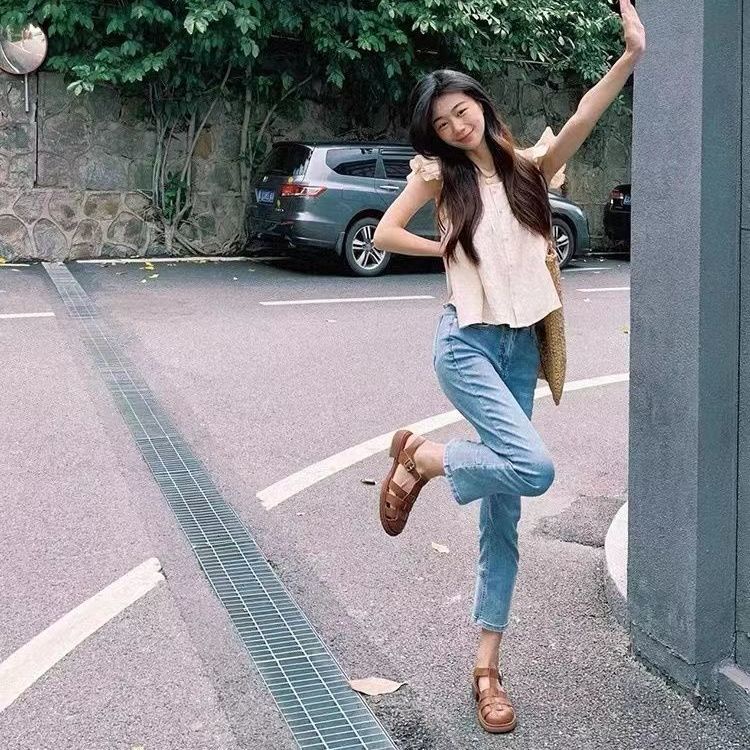 Áo Cổ Vuông Viền Bèo Màu Sắc Ngọt Ngào Thời Trang Hàn Quốc Cho Nữ