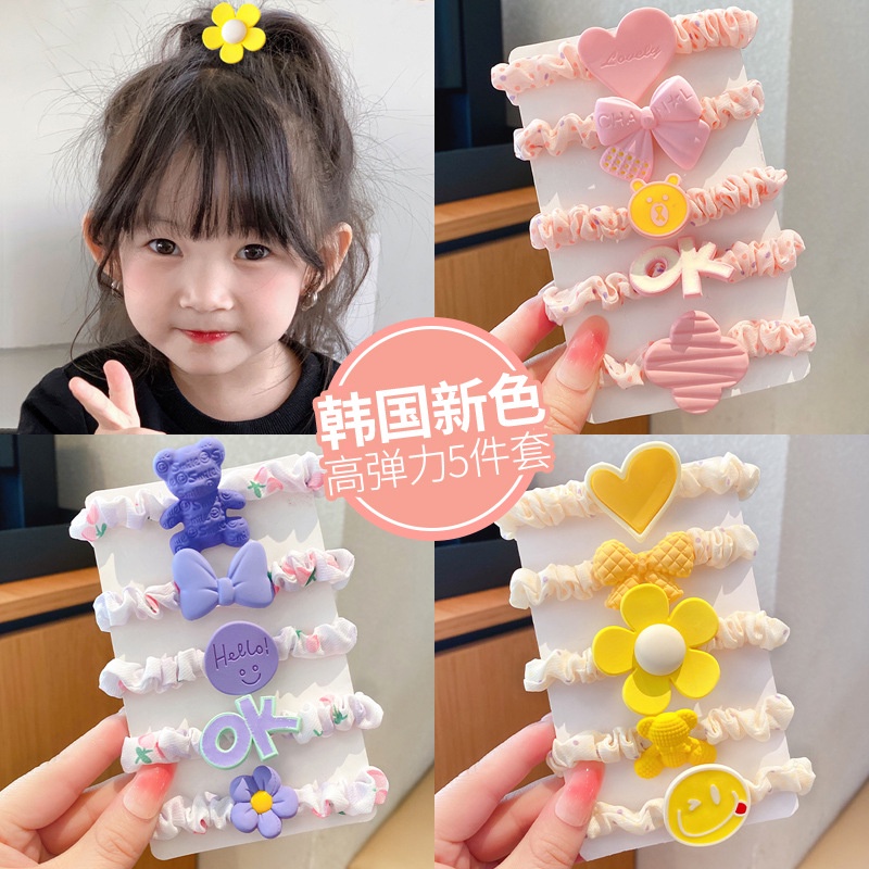Dây Buộc Tóc Cao Su Kiểu Hàn Quốc Dễ Thương Xinh Xắn Cho Bé Gái