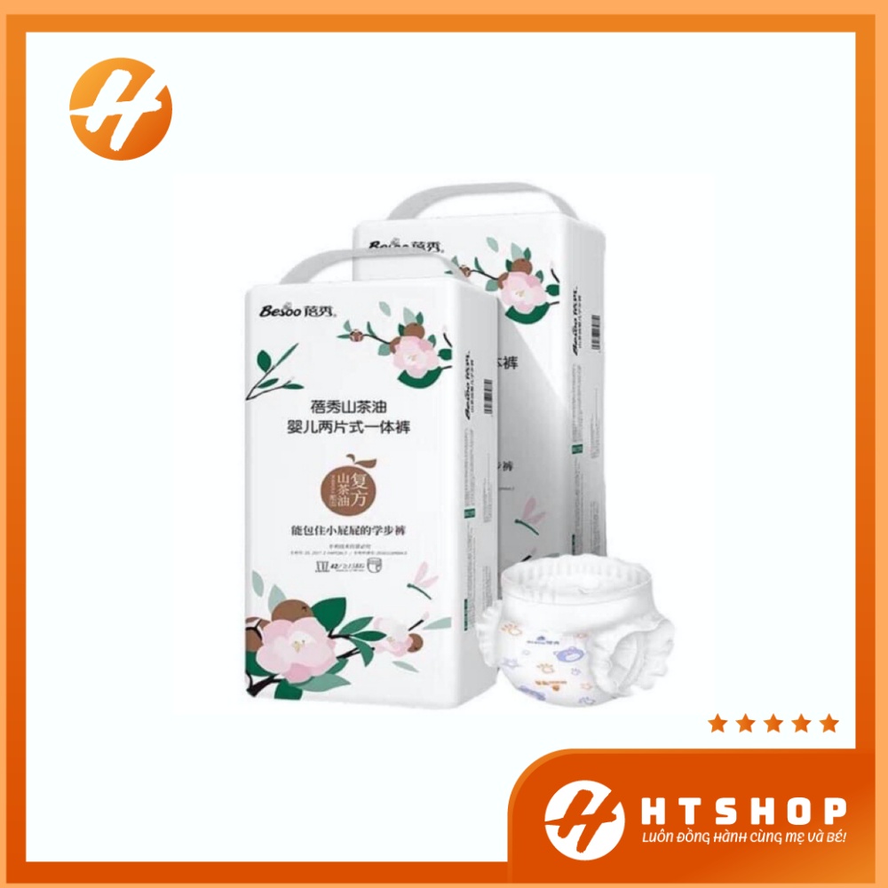 Tã Bỉm Besoo Tinh Dầu Sơn Trà Diệt Khuẩn Chống Hăm Full Size Dán Ngày S56/M0/L46 Quần Ngày Đêm M42/L42/XL42/2XL42/3XL42