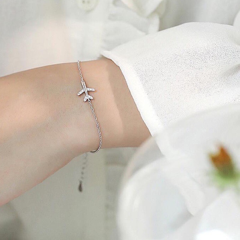 Lắc tay nữ, vòng tay bạc nhỏ xinh hình máy bay cá tính phong cách Hàn Quốc trang sức Minh Thoa Jewelry