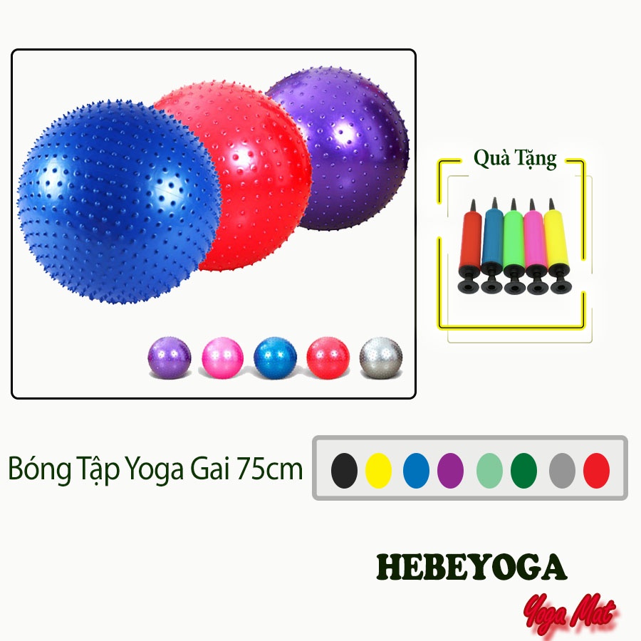 Bóng Tập Yoga Hebeyoga Cao Su Gai 75cm Cao Cấp Kèm Bơm