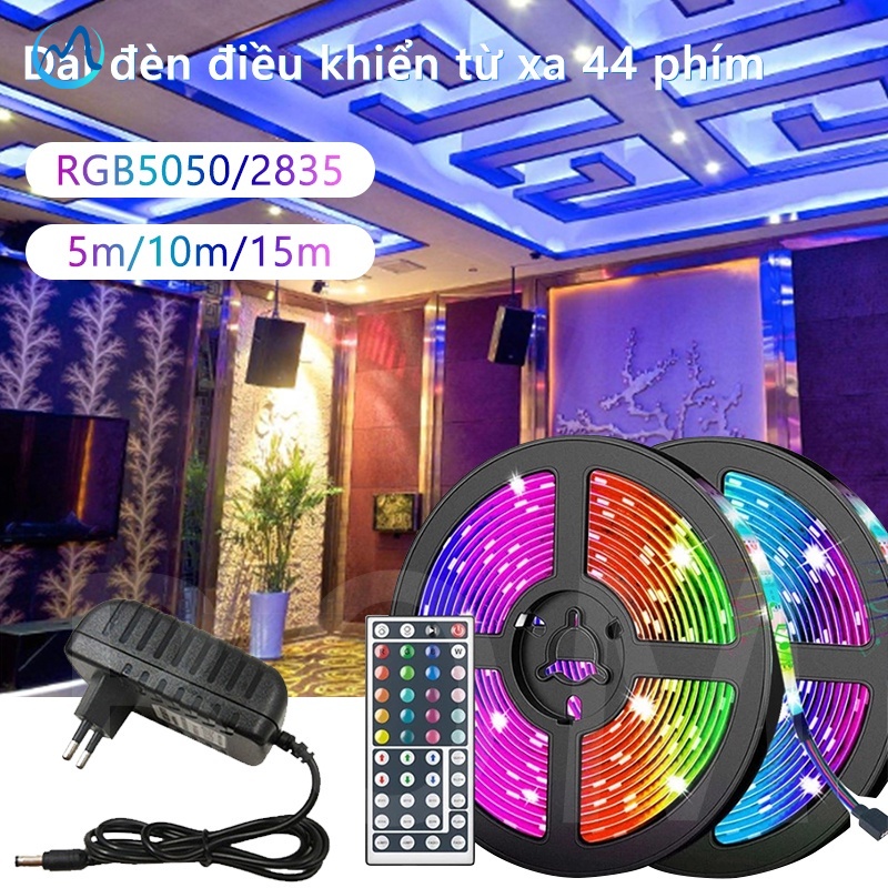 Đèn led trang trí RGB 5050 SMD 2835 5M 10M 15M điều khiển từ xa Dengan với Diode DC 12V