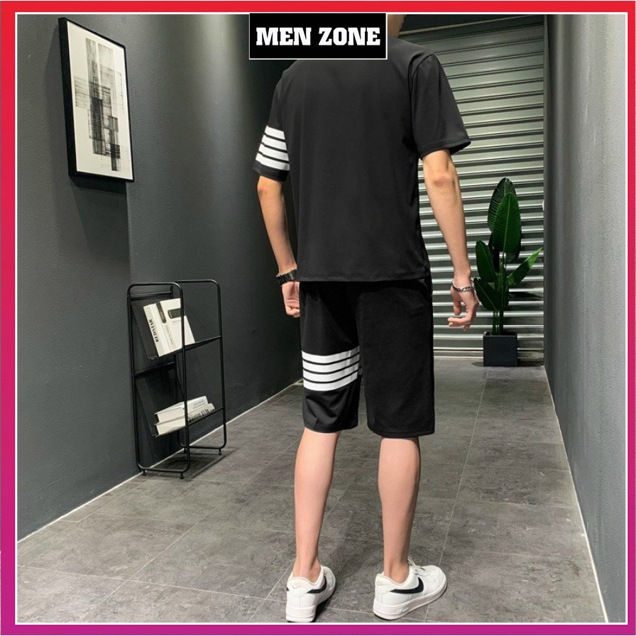 Bộ Thể Thao Nam Sọc Thom Vải Thun Lạnh Cổ Tròn Hottrend [B3S]