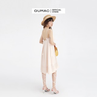 Đầm suông nữ 2 dây xếp ly GUMAC DB676