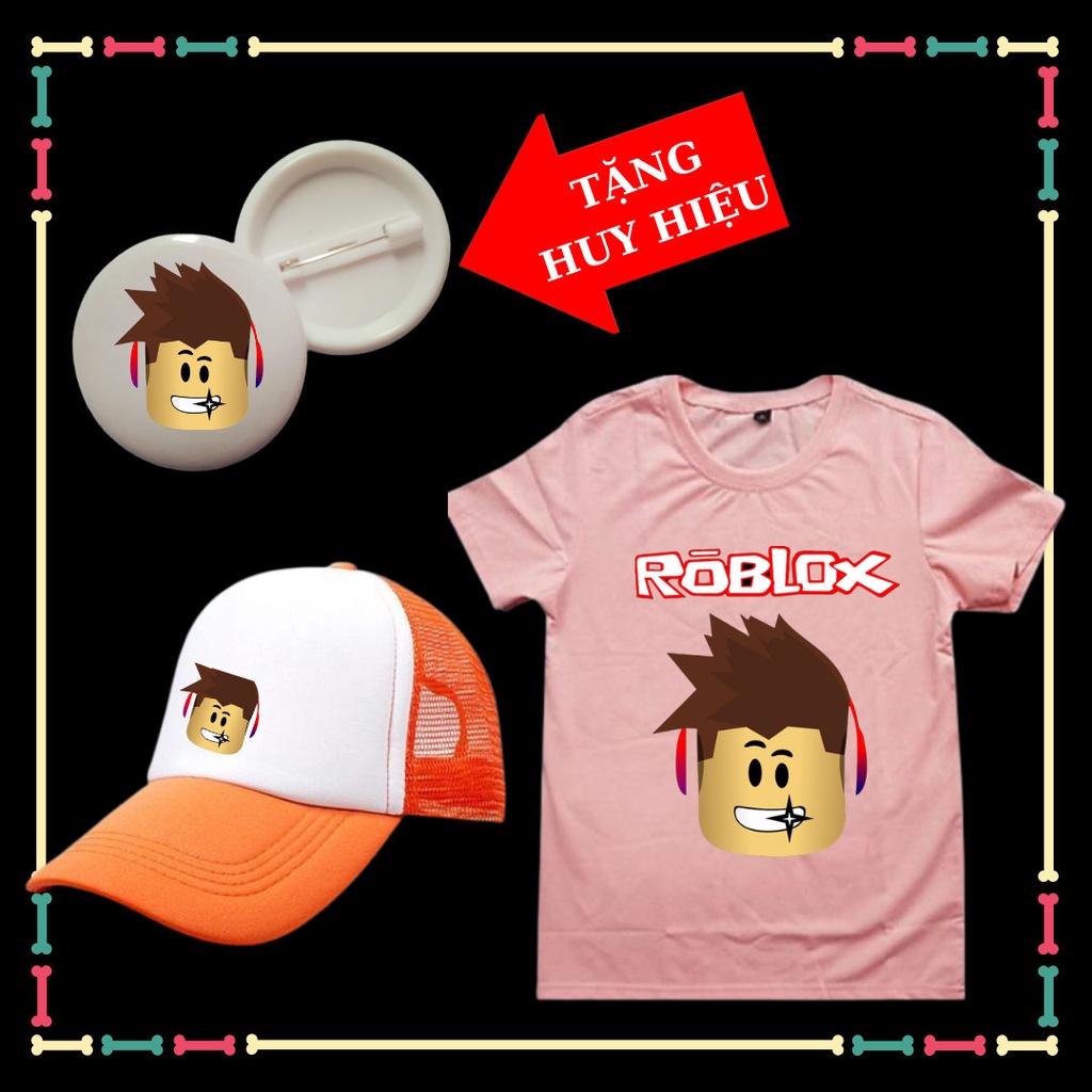 Áo thun Roblox trẻ em, vải chất, đủ màu sắc, đủ size áo kèm Mũ trẻ em, kèm huy hiệu dễ thương.