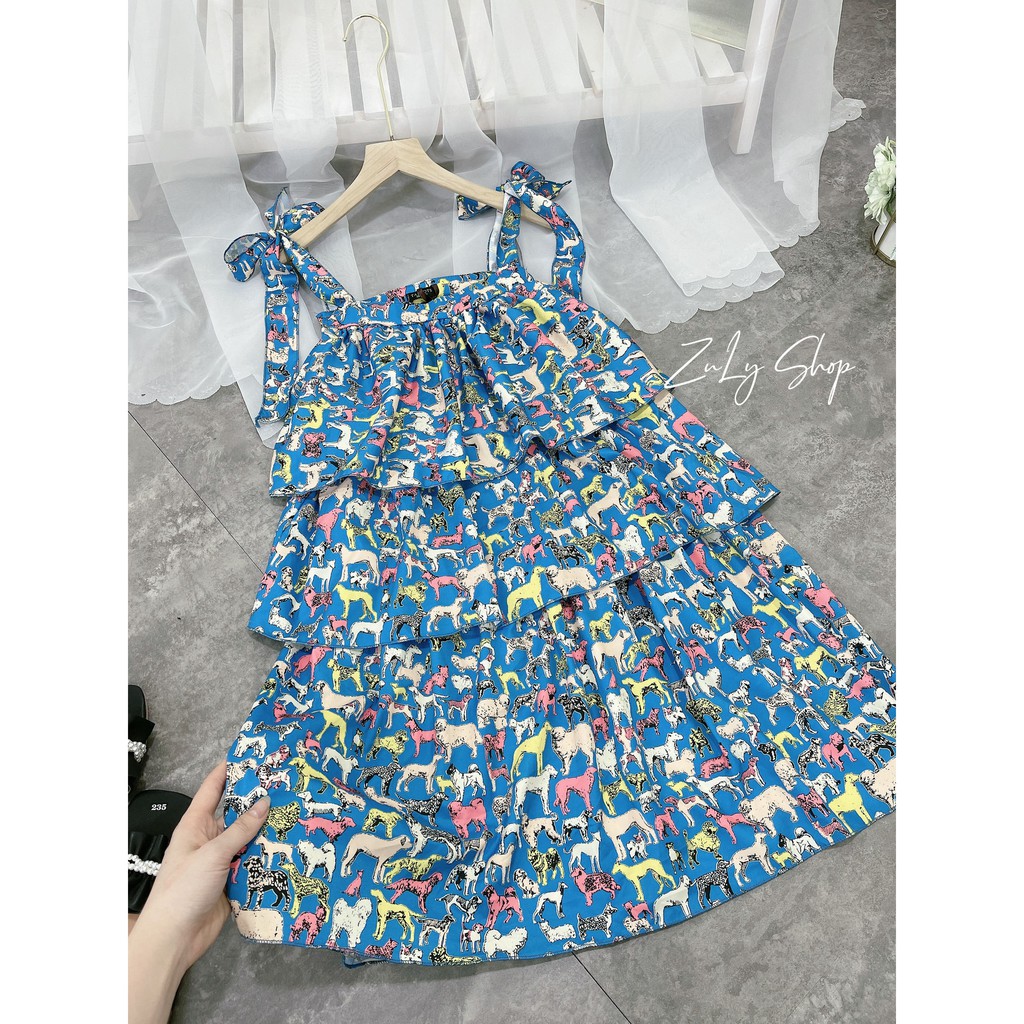 [KÈM QUÀ TẶNG] Váy hai dây xòe tầng màu xanh trời cực đẹp ZuLyShop | BigBuy360 - bigbuy360.vn
