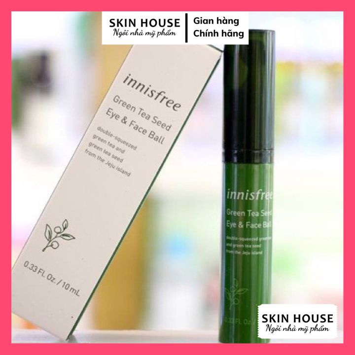 Lăn Dưỡng Mắt Innisfree - Kem dưỡng mắt có thanh lăn massage mắt Innisfree Green Tea Seed Eye &amp; Face Ball 10ml