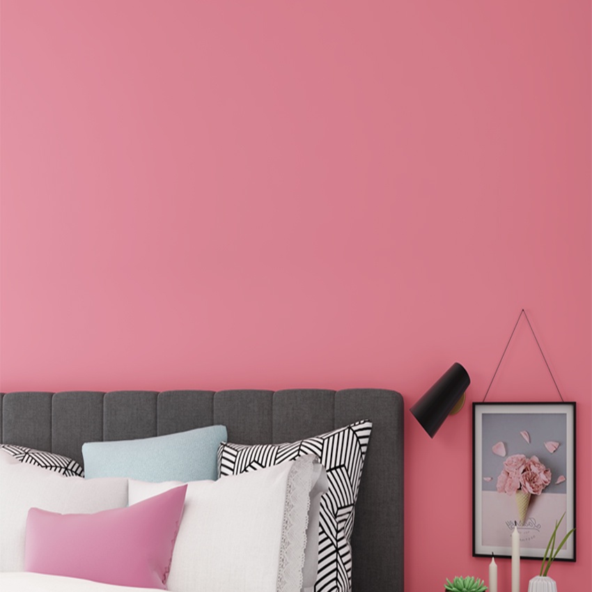 Giấy dán tường màu hồng đậm giá bán 1m x 45cm, decal dán tường màu hồng có keo sẵn - AZEVA