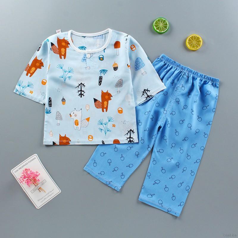 Bộ Đồ Ngủ Pijama Dài Tay In Hoạt Hình Cho Bé Từ 3-9 Tuổi