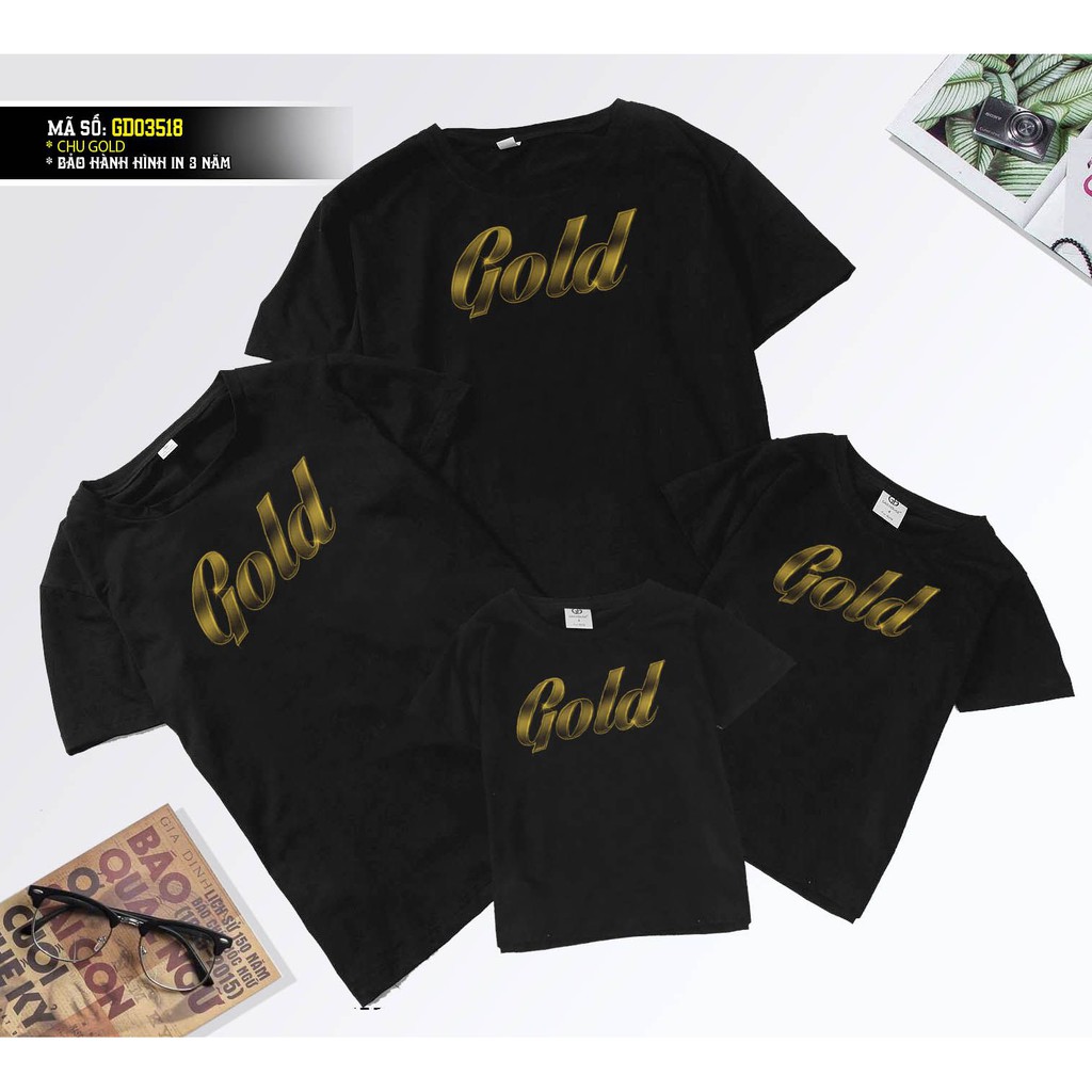 ➡️ Áo thun phông nam nữ trẻ em ✓GOLD VÀNG - Áo gia đình, áo nhóm cao cấp