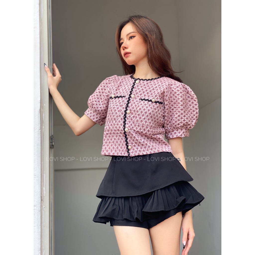 LOVI SHOP- Chân váy dập ly 1 tầng dáng ngắn