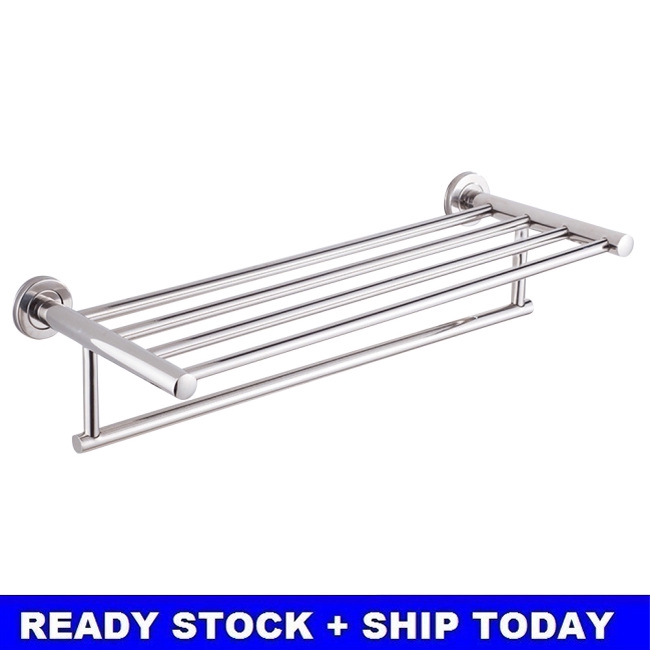 60Cm Stainless Steel Wall Mounted Bathroom Towel Rack Single Layer Rail Holder