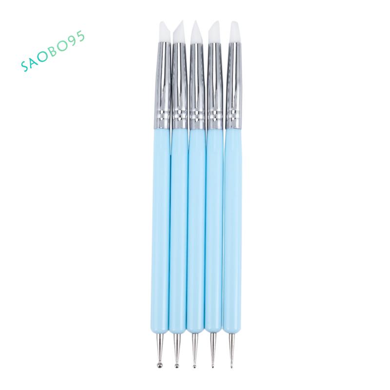 Set 5 bút cảm ứng 2 đầu bằng silicon dùng điêu khắc chấm màu vẽ tạo hình cho Polymer đất sét gốm sứ nghệ thuật