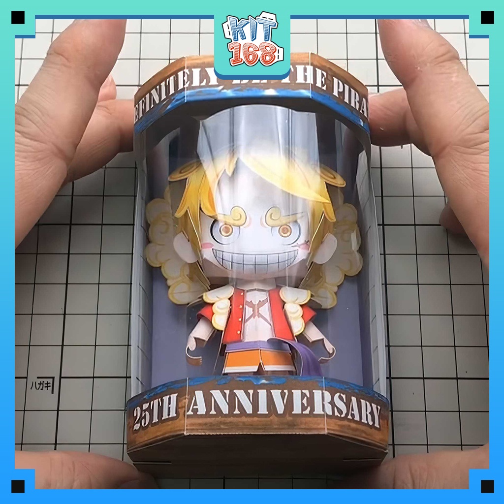 Mô hình giấy Anime Game Chibi Monkey D. Luffy Thần Mặt Trời Nika  ver 9 - One Piece + kit hộp trang trí