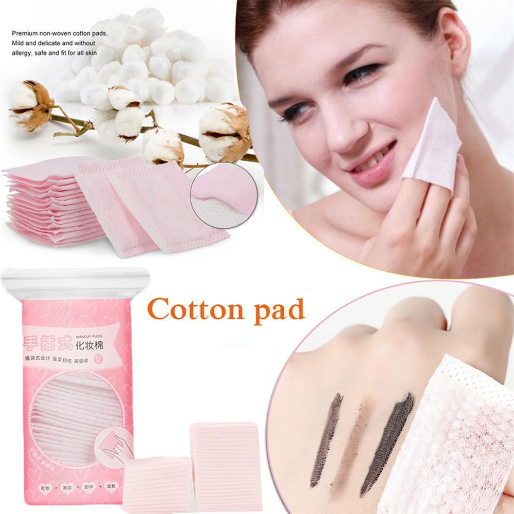 Túi 50 Miếng Bông Tẩy Trang Dùng Một Lần Chất Liệu 100% Cotton