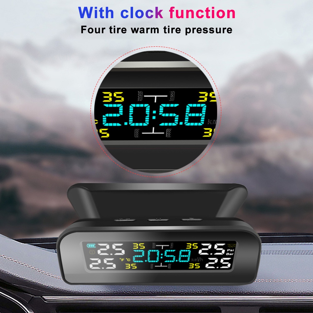 Hệ Thống Cảnh Báo Áp Suất Lốp Xe Hơi TPMS Hiển Thị Nhiệt Độ Năng Lượng Mặt Trời