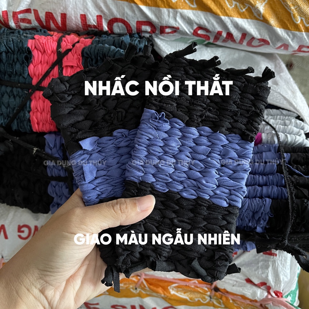 Nhấc nồi bằng vải nỉ dày (một cặp) mềm mịn trơn hoặc có họa tiết, loại tròn và loại thắt, giá tốt của gia dụng Du Thủy