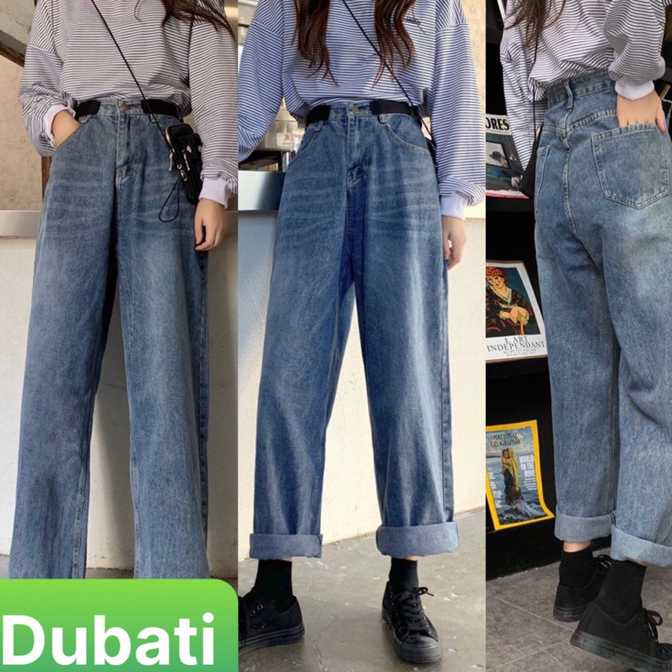 QUẦN JEAN NỮ, QUẦN BAGGY, ỐNG SUÔNG RỘNG LƯNG CAO TRƠN SUÔNG - DB 20 - DUBATI FASHION