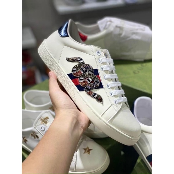 Giày thể thao GG 3 vạch 𝐆𝐮𝐜𝐜𝐢 Rắn Đá mẫu mới hàng cao cấp cực chất [Chuẩn 1:1 Trung Fullbox Bill]