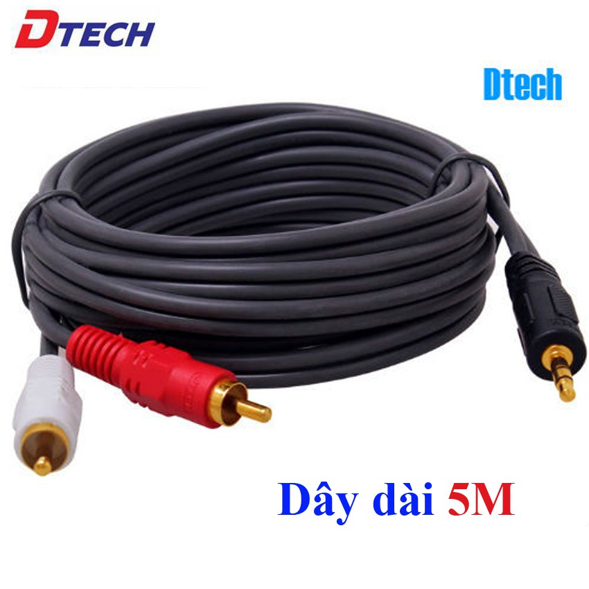 [Mã ELHACE giảm 4% đơn 300K] Dây cáp audio rắc 3.5 ra AV Dtech DT-6213 dài 5m