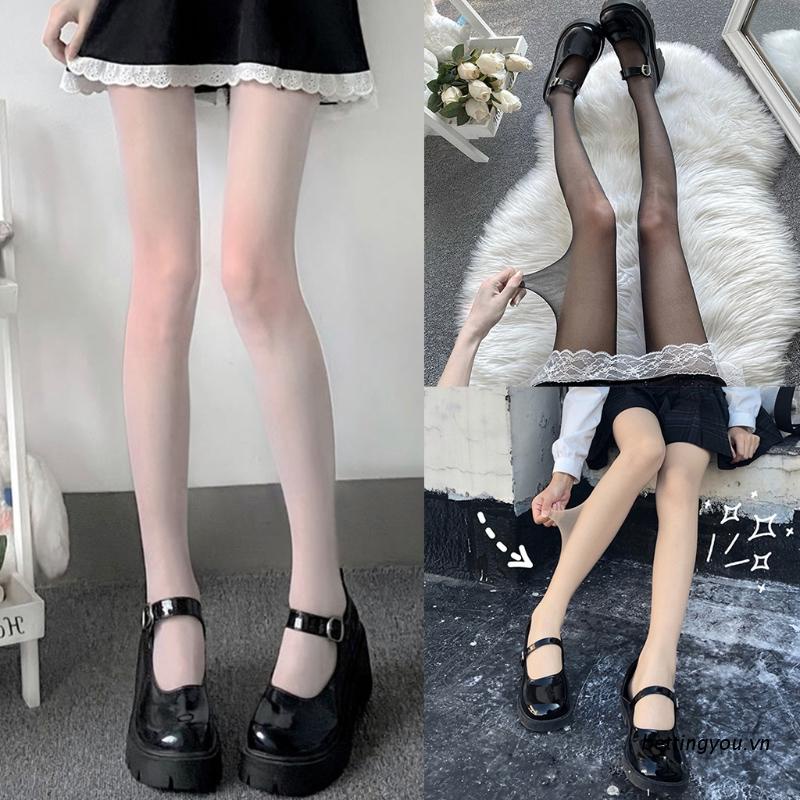 Betingyou Quần Tất Xuyên Thấu Co Giãn Màu Trơn Phong Cách Lolita Quyến Rũ Cho Nữ
