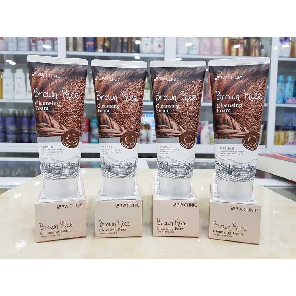 COMBO 4 Tuýp Sữa Rửa Mặt Gạo Nâu 3W CLINIC 100ml Hàn Quốc