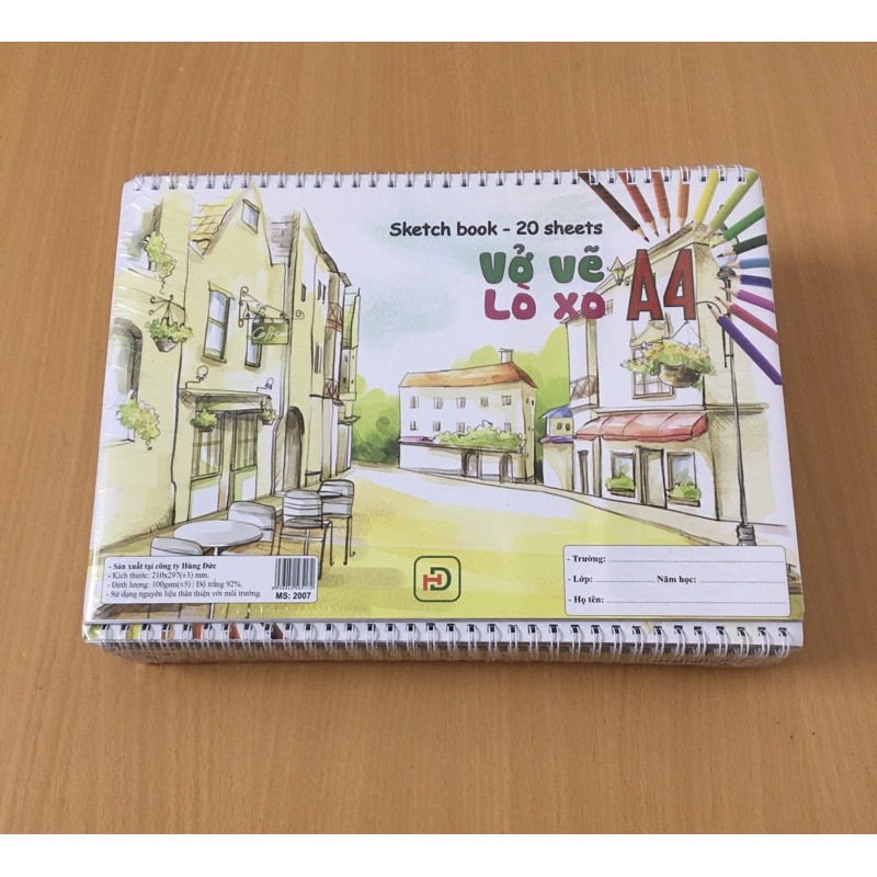 Vở vẽ A4 gáy lò xo