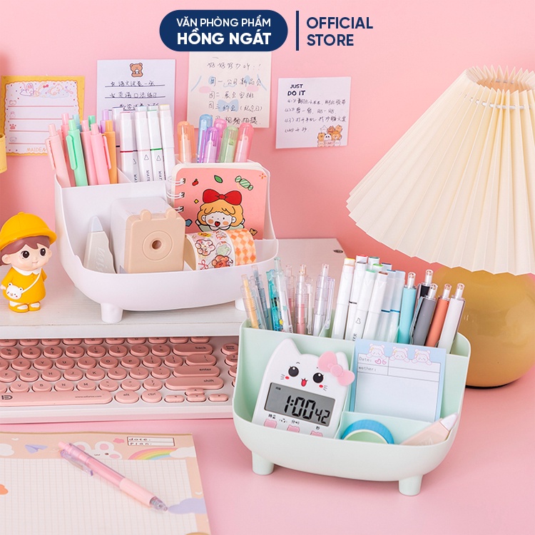 Ống đựng bút nhiều ngăn, hộp đựng bút để bàn cute đa năng giá rẻ đồ dùng học tập dễ thương văn phòng phẩm OB11