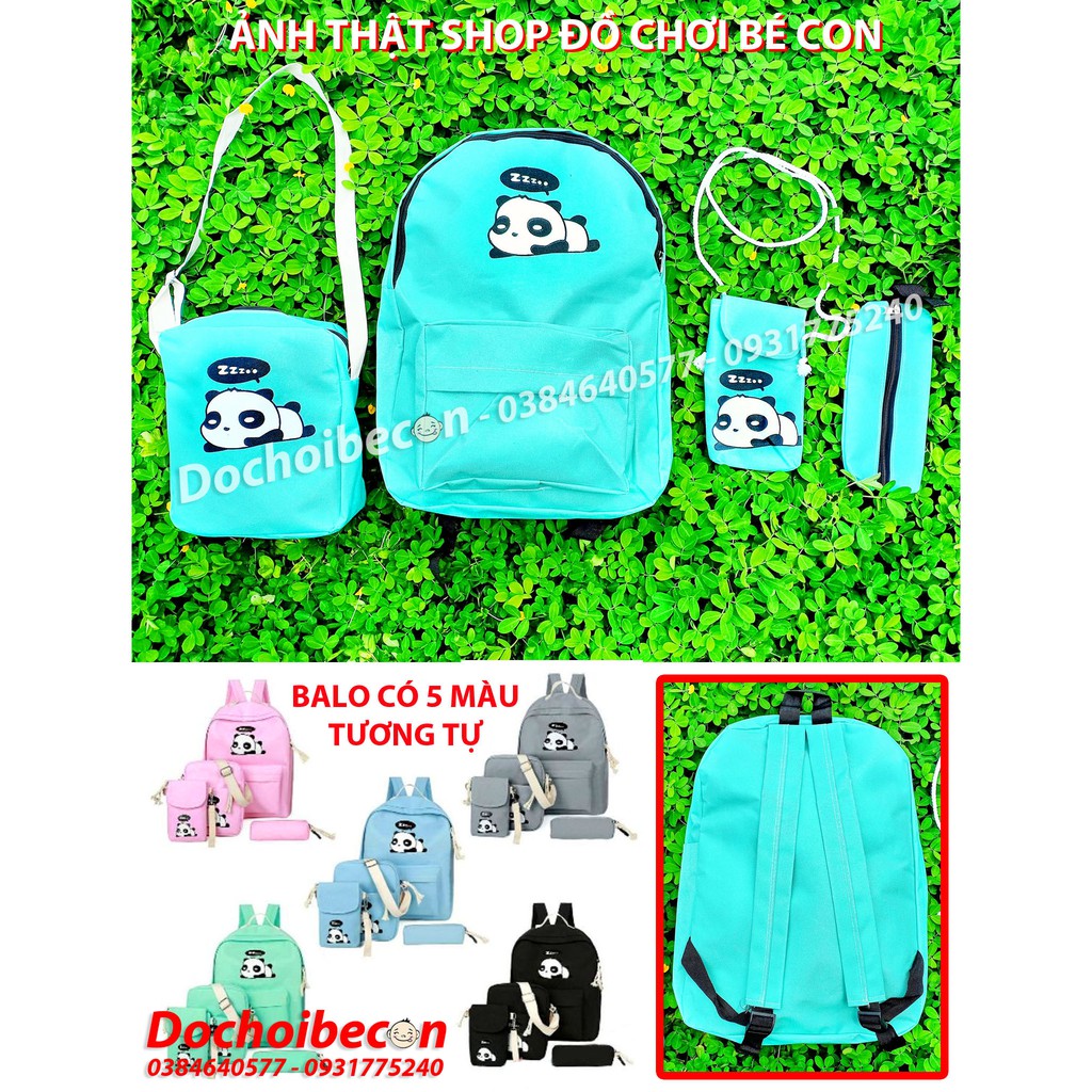 Balo Cấp 2-3 - Set 4 Balo Gấu trúc nằm