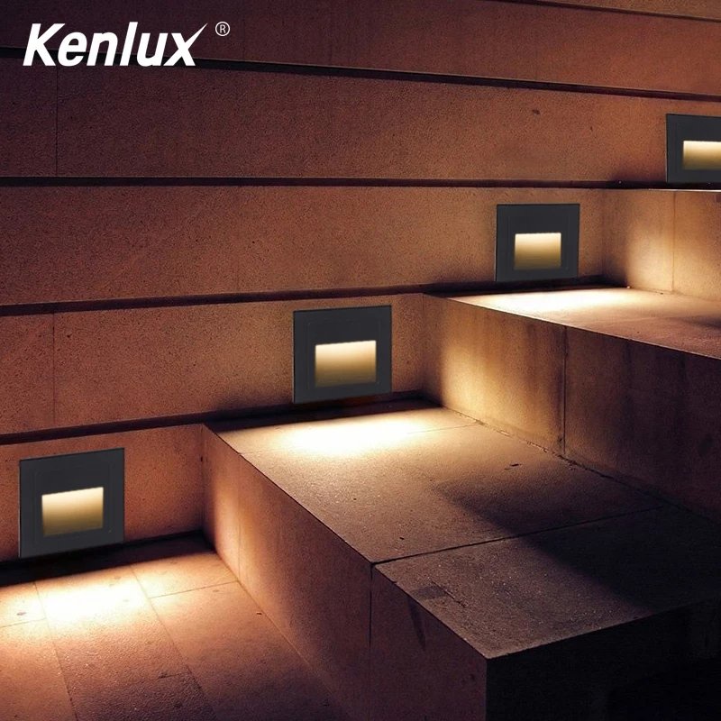 Đèn Âm Tường, Đèn Hắc Chân Cầu Thang  AT-17 Vỏ Trắng/Đen Ánh Sáng Vàng - Bảo Hành 3 Năm