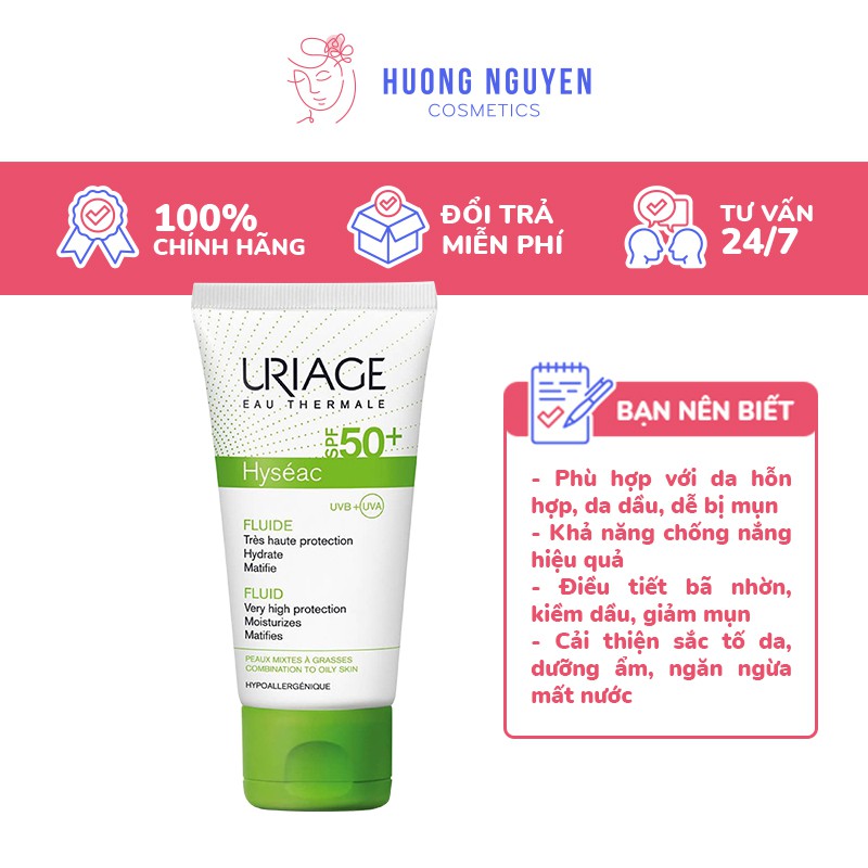 Kem Chống Nắng Uriage Hyseac Fluide SPF50+ 50ml