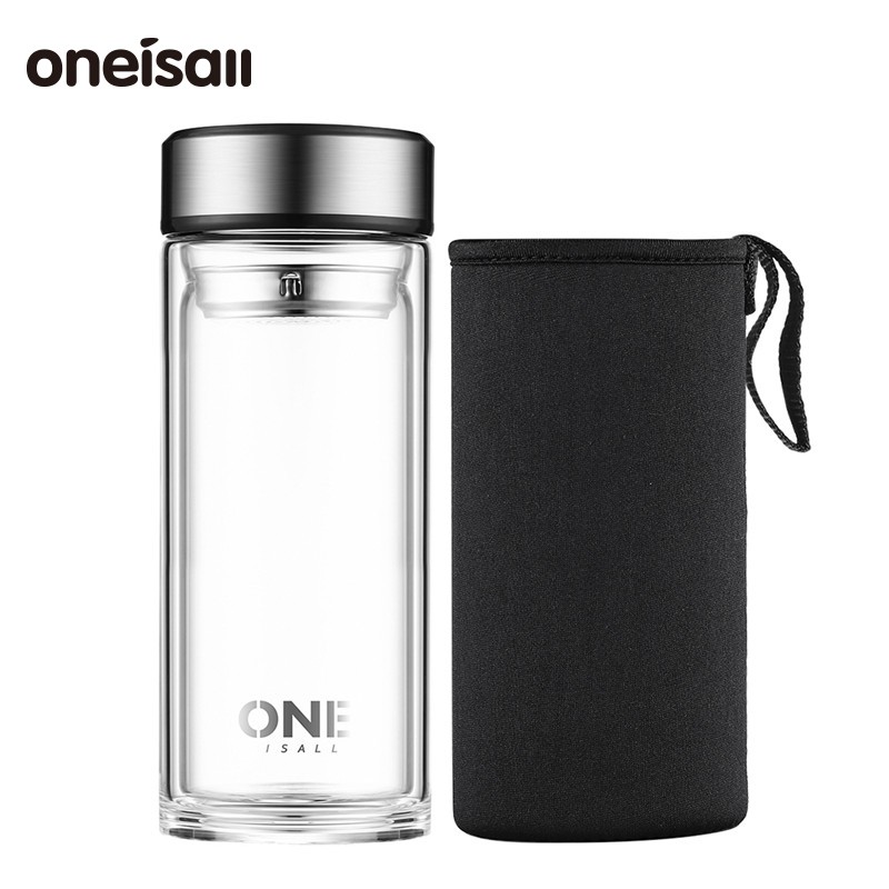 Bình đựng nước Oneisall bằng thủy tinh chống thấm chịu nhiệt kèm đầu lọc & túi đựng 4