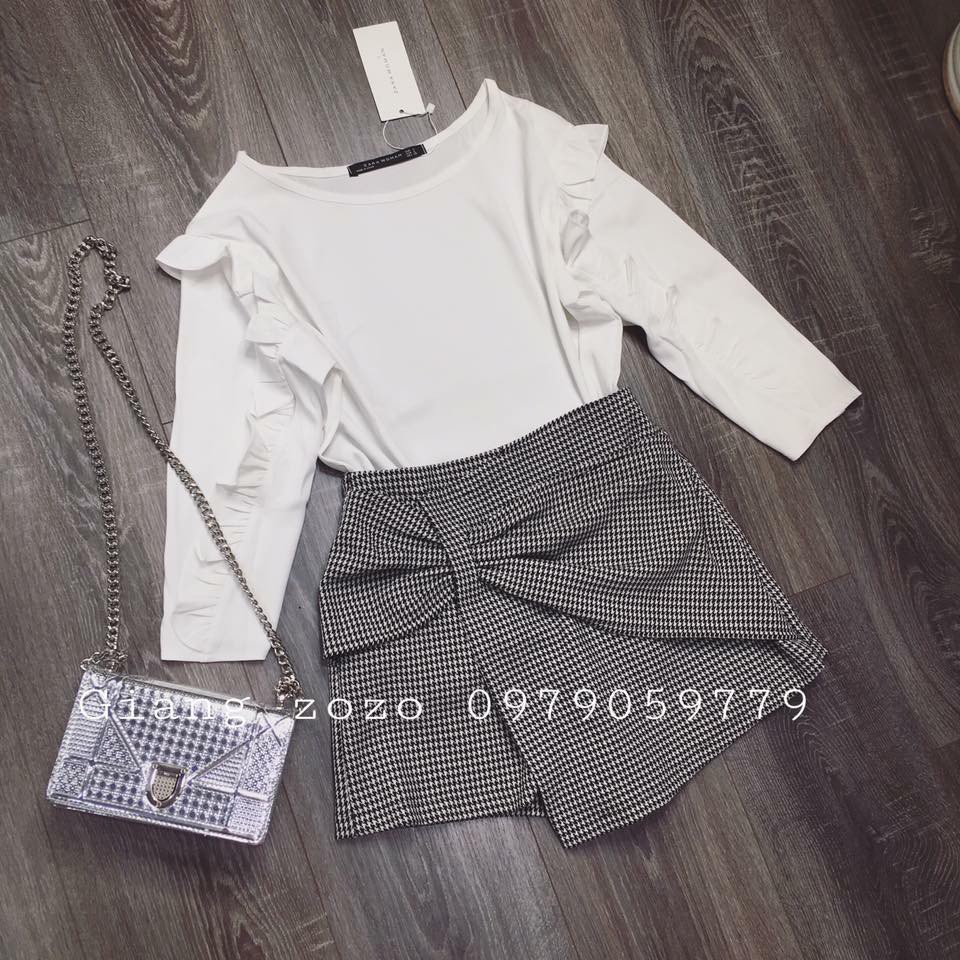 Quần váy dạ xếp ly trước