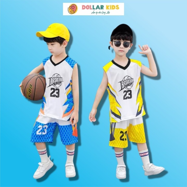 Đồ Bộ Bé Trai, Bộ Ba Lỗ, Set Quần Áo Cho Bé Trai D12_BÓNG RỔ Dollarkids