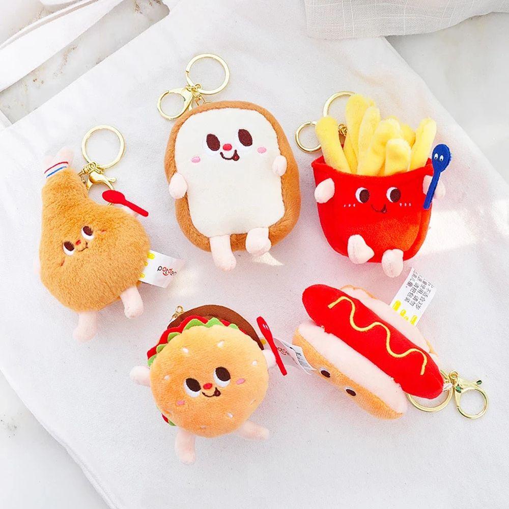 Móc Khóa Hình Bánh Hamburger Nhồi Bông Dễ Thương