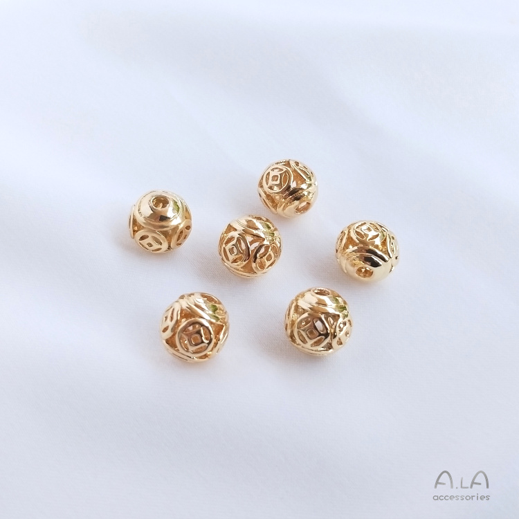 Chuỗi Hạt Cườm Đồng 14K Hình Tròn Nhiều Màu Sắc Dùng Làm Trang Sức diy 8mm