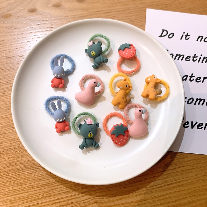 [Bộ 10] Dây Buộc Tóc Dây Cột Tóc Hoạt Hình Dễ Thương Phụ Kiện Thời Trang Cho Bé AB006