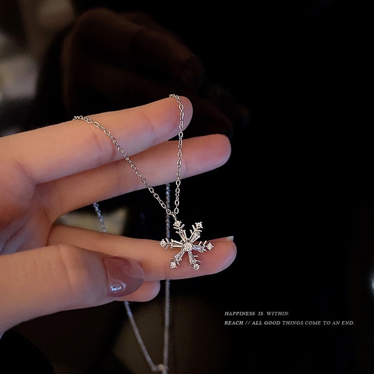 Vòng cổ Thép Titan Mặt Hình Bông Tuyết Đính Đá Zircon Cao Cấp