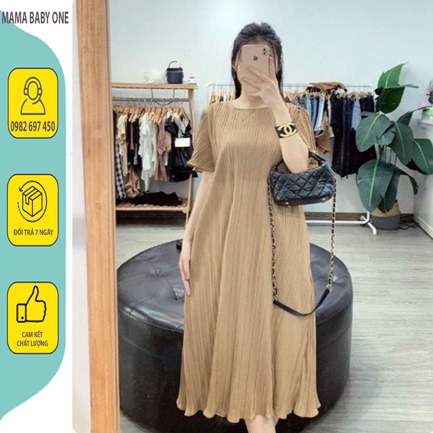 VÁY BẦU XẾP LY - ĐẦM BẦU CÔNG SỞ XẾP LY XINH XẮN DIỆN ĐI LÀM, ĐI CHƠI, DỰ TIỆC...SIZE 45 - 75KG.