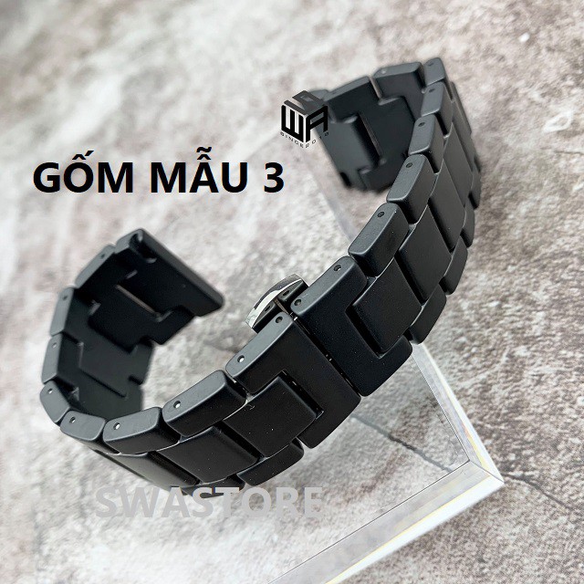 Dây Ceramic khóa thông minh, dây gốm đồng hồ gear s2, gear s3, galaxy watch, tichwatch, huawei watch, ZTE, garmin, Pace