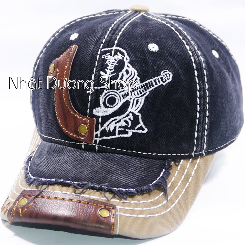 Nón kết ông địa True Religion loại xịn thêu một nữa - Chất liệu vải Jeans cao cấp, vá da trước kết tạo nên sự đẳng cấp