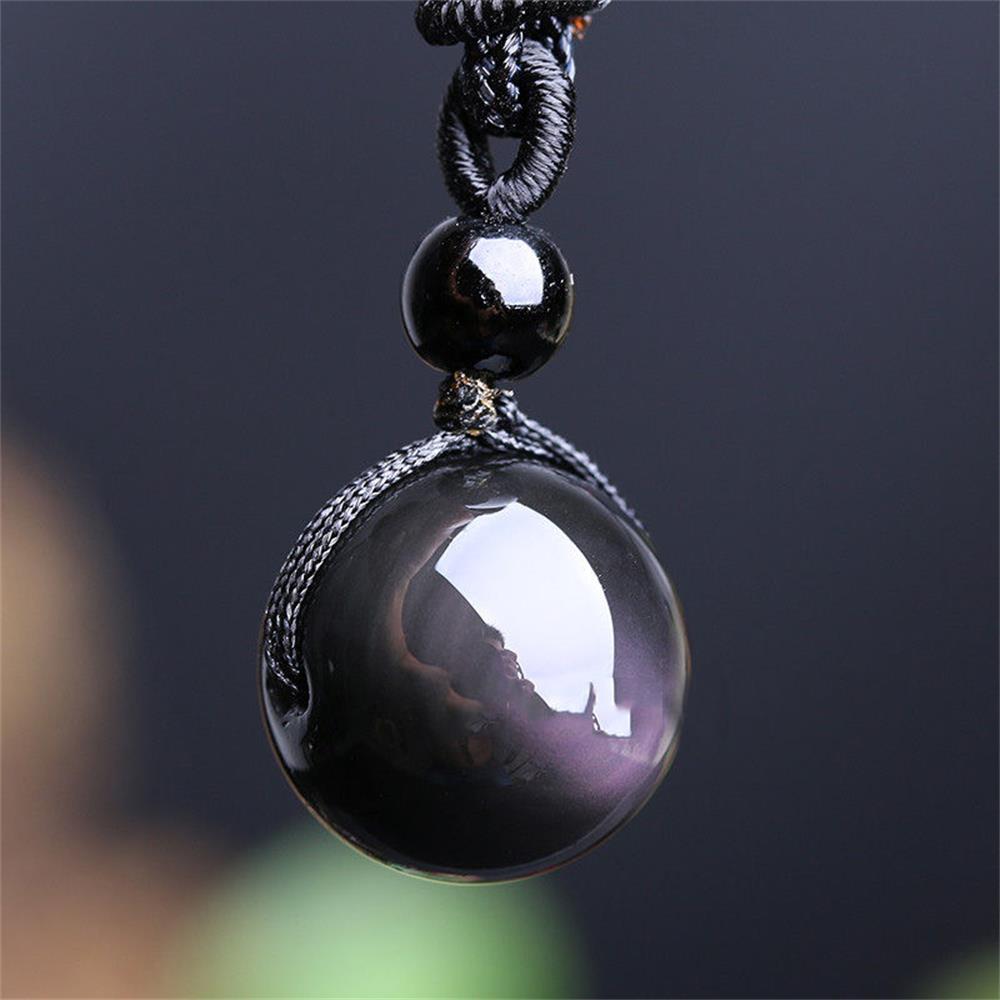 Dây Chuyền Mặt Đá Obsidian Hình Cầu May Mắn Cho Nam