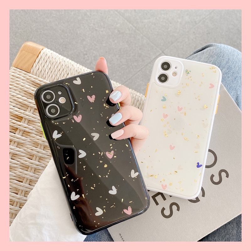 Ốp điện thoại mềm tráng gương chất lượng cao họa tiết trái tim cho iPhone SE2 11 Pro MAX XS XR 7 8 Plus