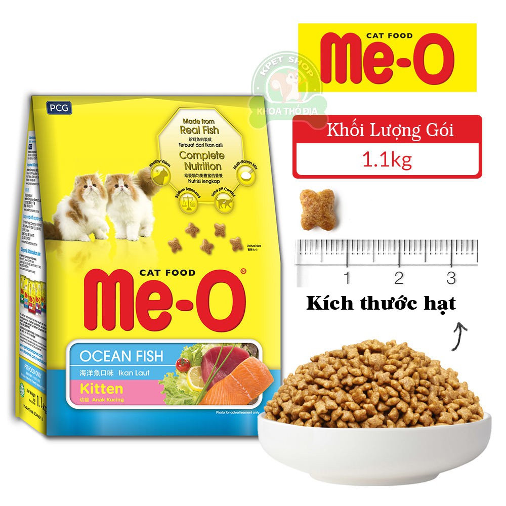 Thức ăn mèo Me-O Kitten Ocean Fish - Gói Meo 1.1kg