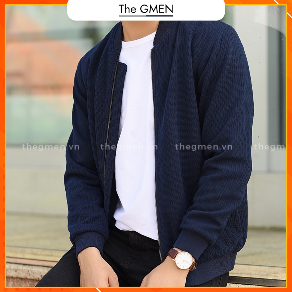 Áo khoác bomber nam The GMEN Textured Bomber chất liệu nhung tăm cao cấp, dày dặn