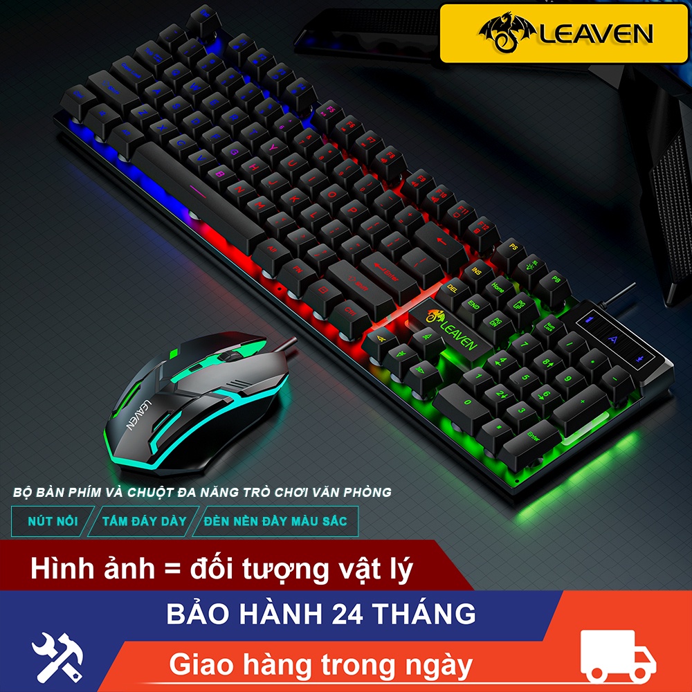 D320 Bàn phím cơ LEAVEN Đèn LED màu RGB Bàn phím chơi game giá rẻ