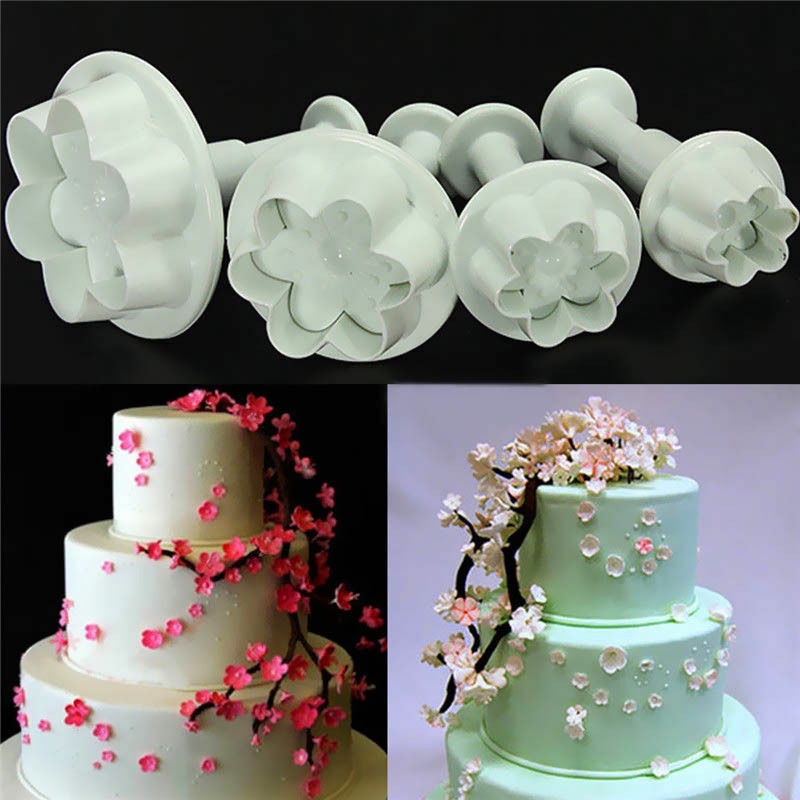 Set 4 khuôn cắt kẹo mềm trang trí bánh tạo hình hoa mận