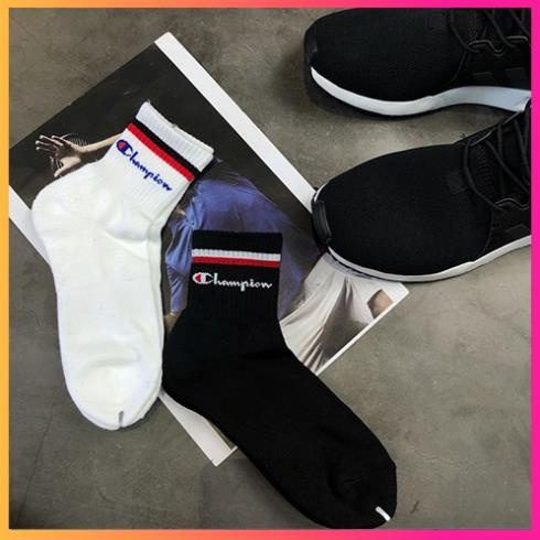 ⚡FREESHIP⚡Tất / Vớ thể thao Champion 3 sọc siêu đẹp,nam nữ thể thao thời trang loại cổ ngắn dài đá bóng chạy bộ tennis.
