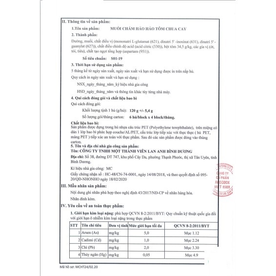 Muối Hảo Hảo chua cay chính hãng Acecook hũ 120g, muối mì Hảo Hảo chấm hoa quả